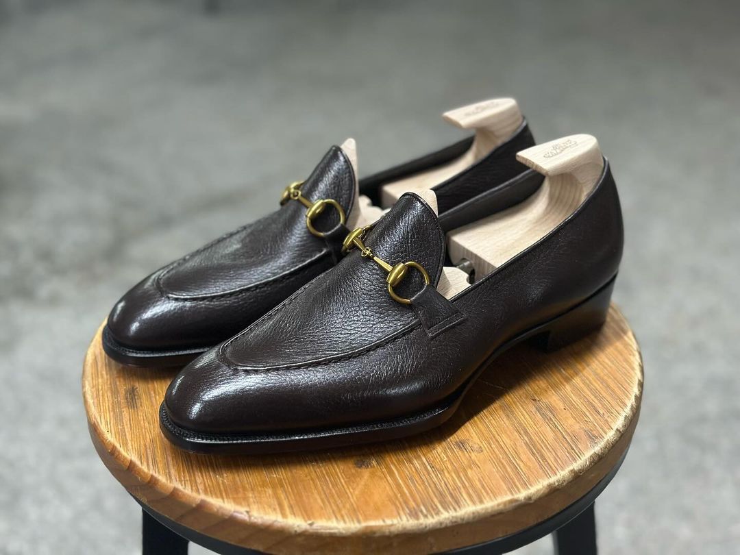 SIENNA - BROWN MILLED HORSEBIT LOAFERS