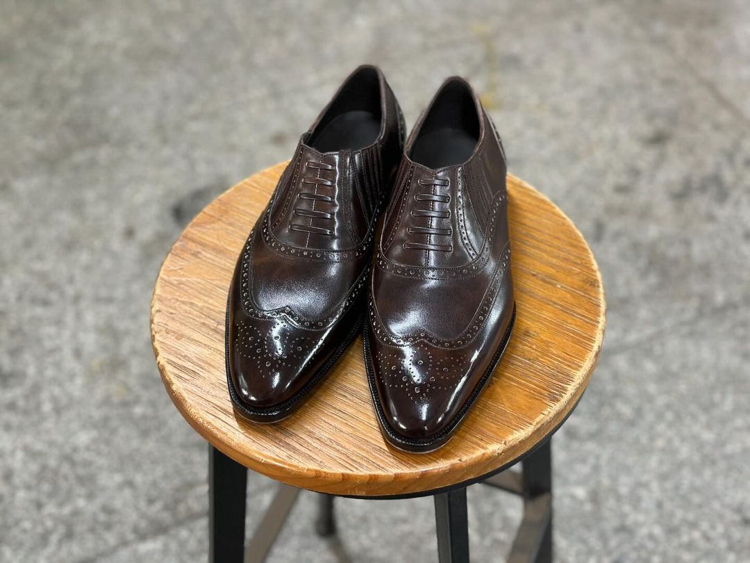 LORENZO - DARK BROWN BROGUE OXFORDS