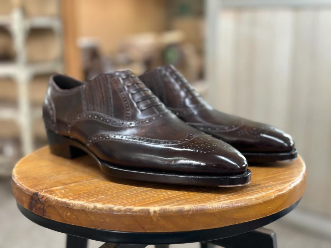 LORENZO - DARK BROWN BROGUE OXFORDS