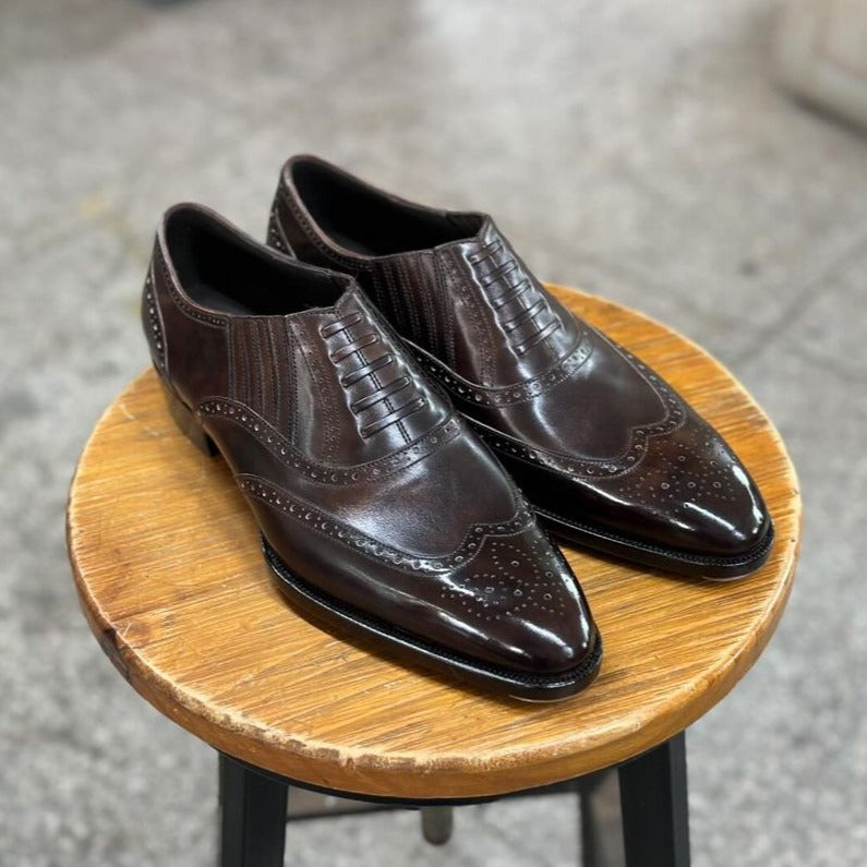 LORENZO - DARK BROWN BROGUE OXFORDS