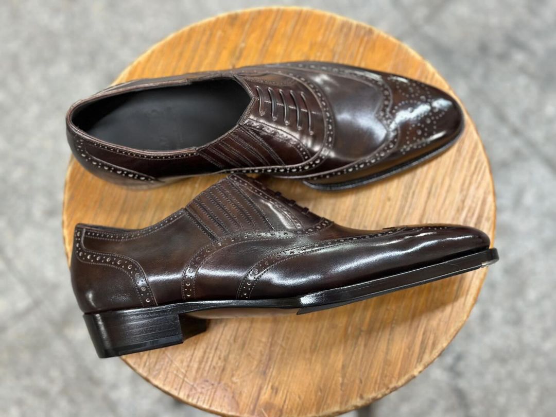 LORENZO - DARK BROWN BROGUE OXFORDS