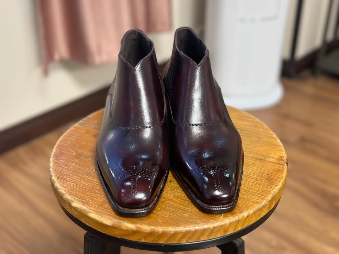 LUCIA - PREMIUM BURGANDY ELASTICATED LOW ANKLE BOOT