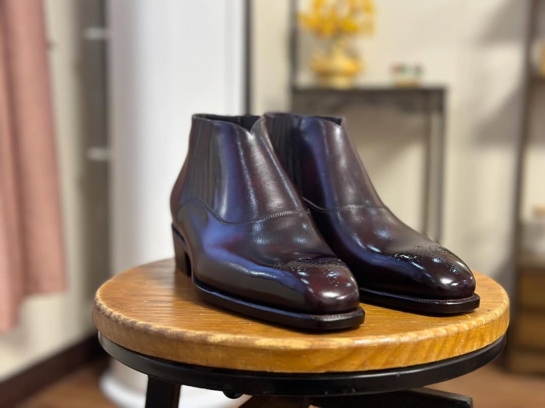 LUCIA - PREMIUM BURGANDY ELASTICATED LOW ANKLE BOOT