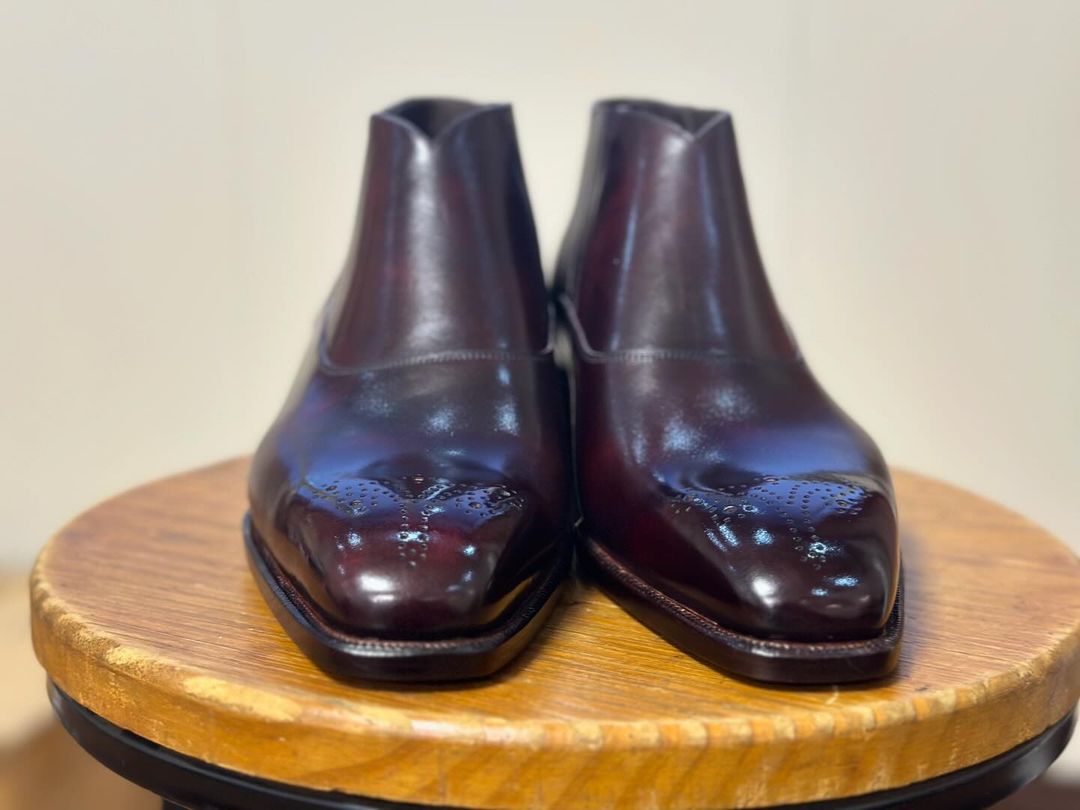 LUCIA - PREMIUM BURGANDY ELASTICATED LOW ANKLE BOOT