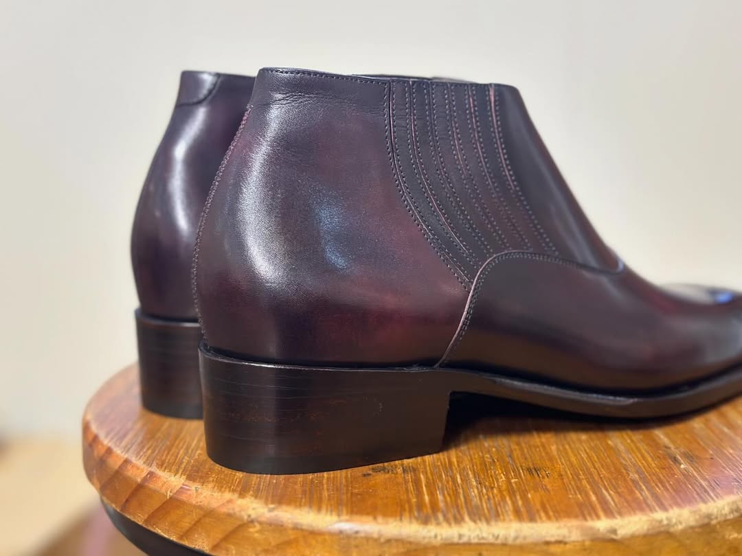 LUCIA - PREMIUM BURGANDY ELASTICATED LOW ANKLE BOOT