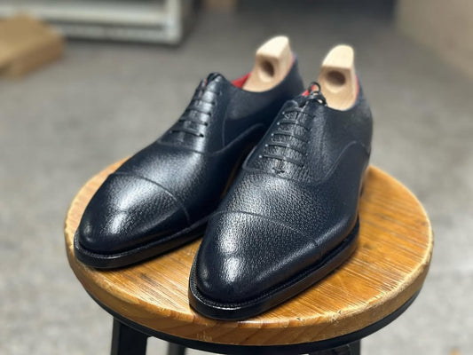 REGAL - Blue Milled Cap Toe Oxfords