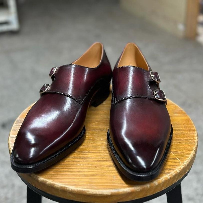 LENNOX - DARK MAROON REFINED CRUST MONKSTRAP