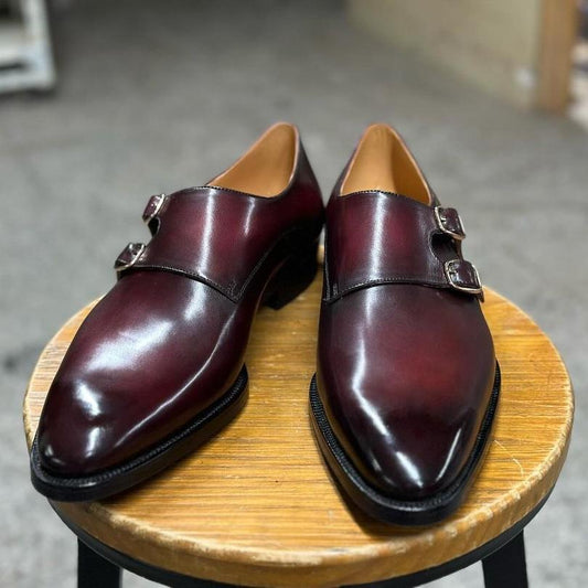 LENNOX - DARK MAROON REFINED CRUST MONKSTRAP