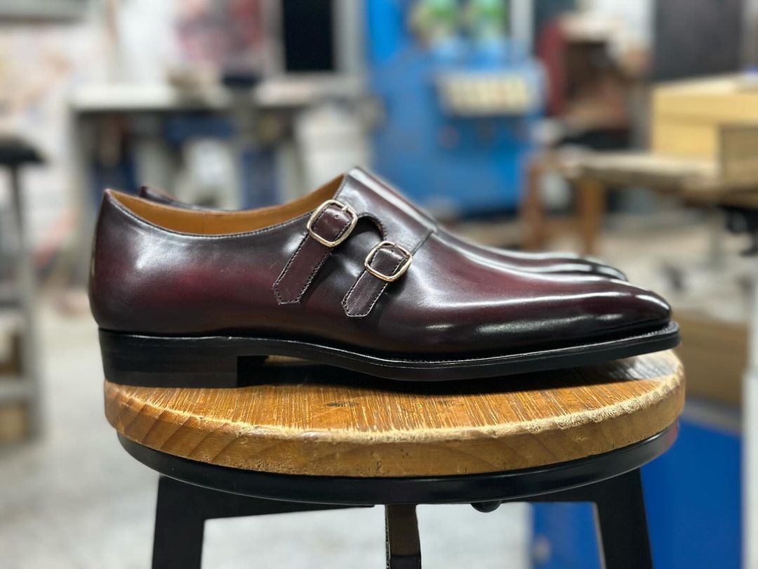 LENNOX - DARK MAROON REFINED CRUST MONKSTRAP