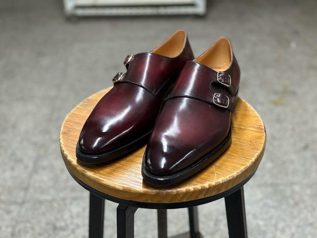 LENNOX - DARK MAROON REFINED CRUST MONKSTRAP